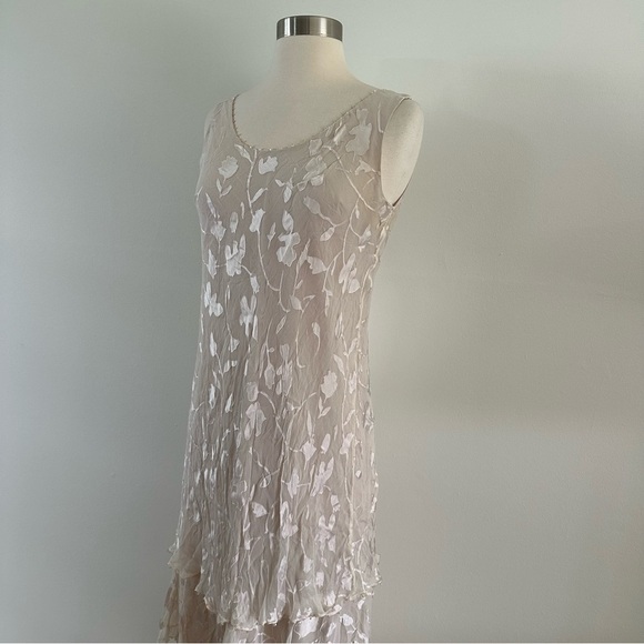 Cameron Blake Long 100% Silk Embroidered Dress Ruffled Skirt With Cover Blazer - Picture 6 of 16